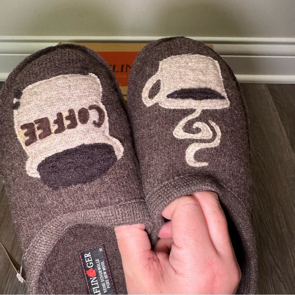 Haflinger AR Coffee Earth Brown Wool Slippers - Picture 6 of 10